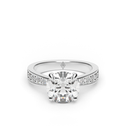 White Gold Round Shape Diamond Pave Engagement Ring With Bright Cut Setting